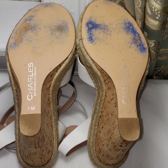 Charles David 7 White & Silver Wedges - Picture 7 of 8